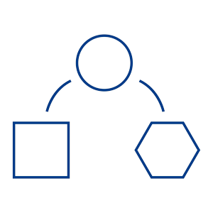 Icon with triangle, circle, and hexagon