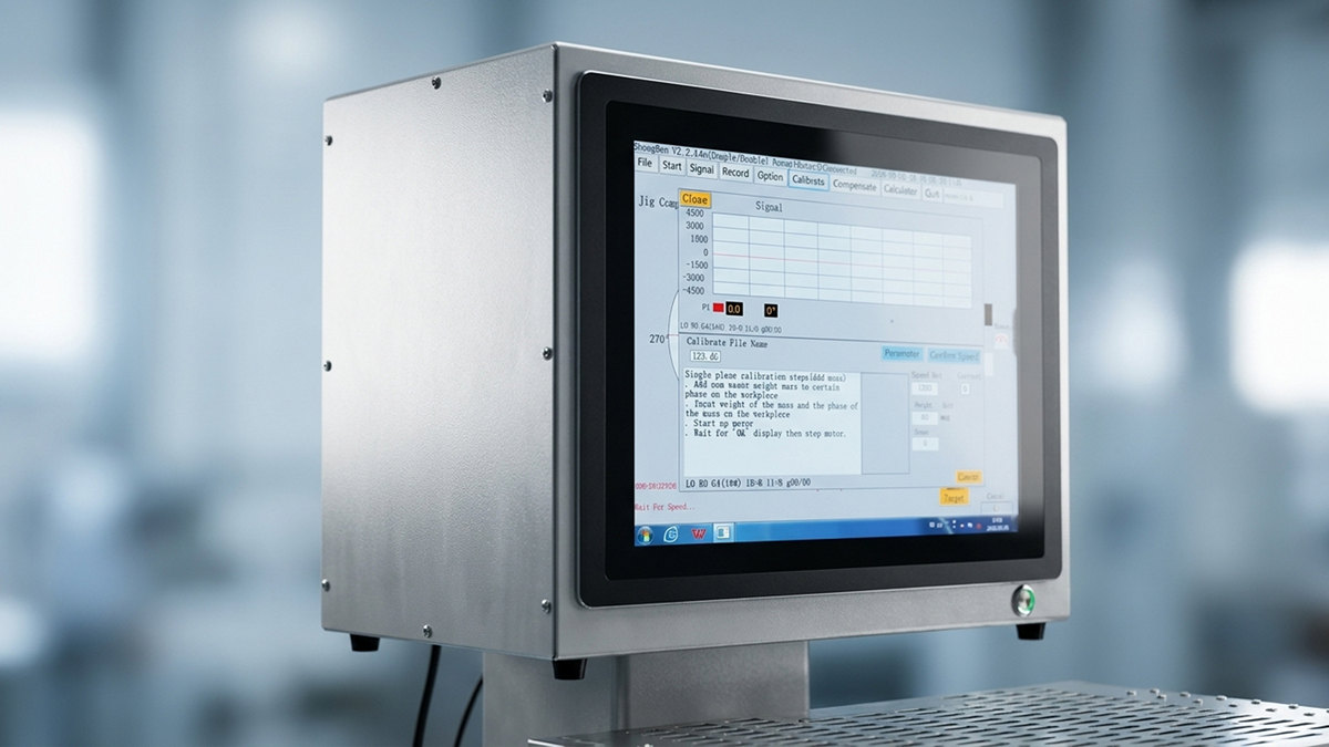 Computer screen displaying blade test data