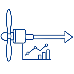Line icon of propeller thrust and performance measurement
