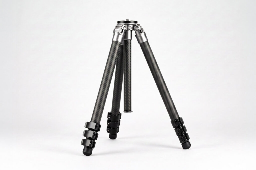 Black carbon fiber camera tripod